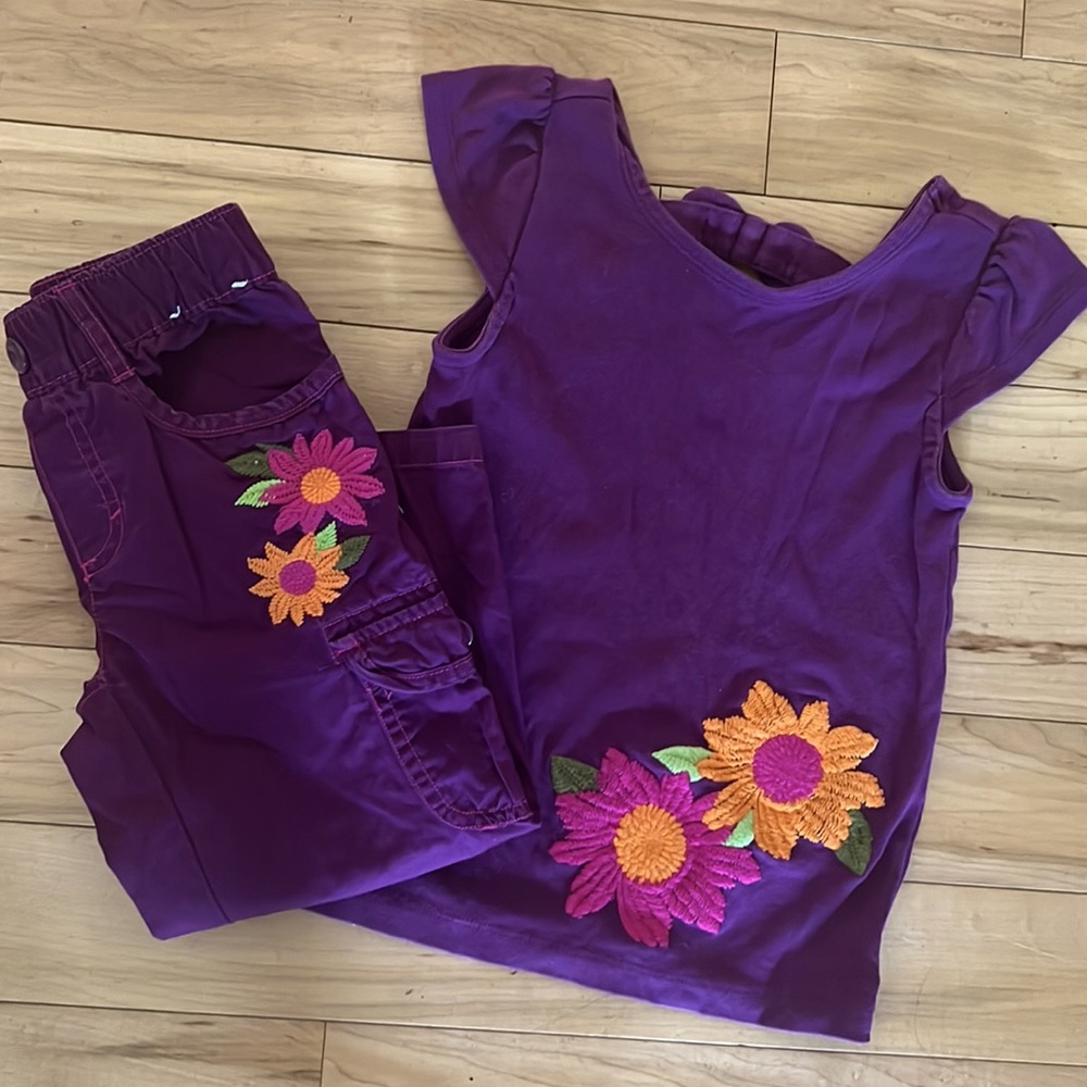 💜 Gymboree Girl’s Size 6 Set! Cute embroidered top with matching pants 🌺